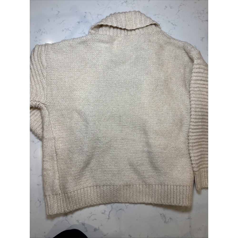 Chunky Knit Cardigan Sweater "Little Lies" Ribbed Boho Cozy Ivory Women's S/M - Picture 6 of 10